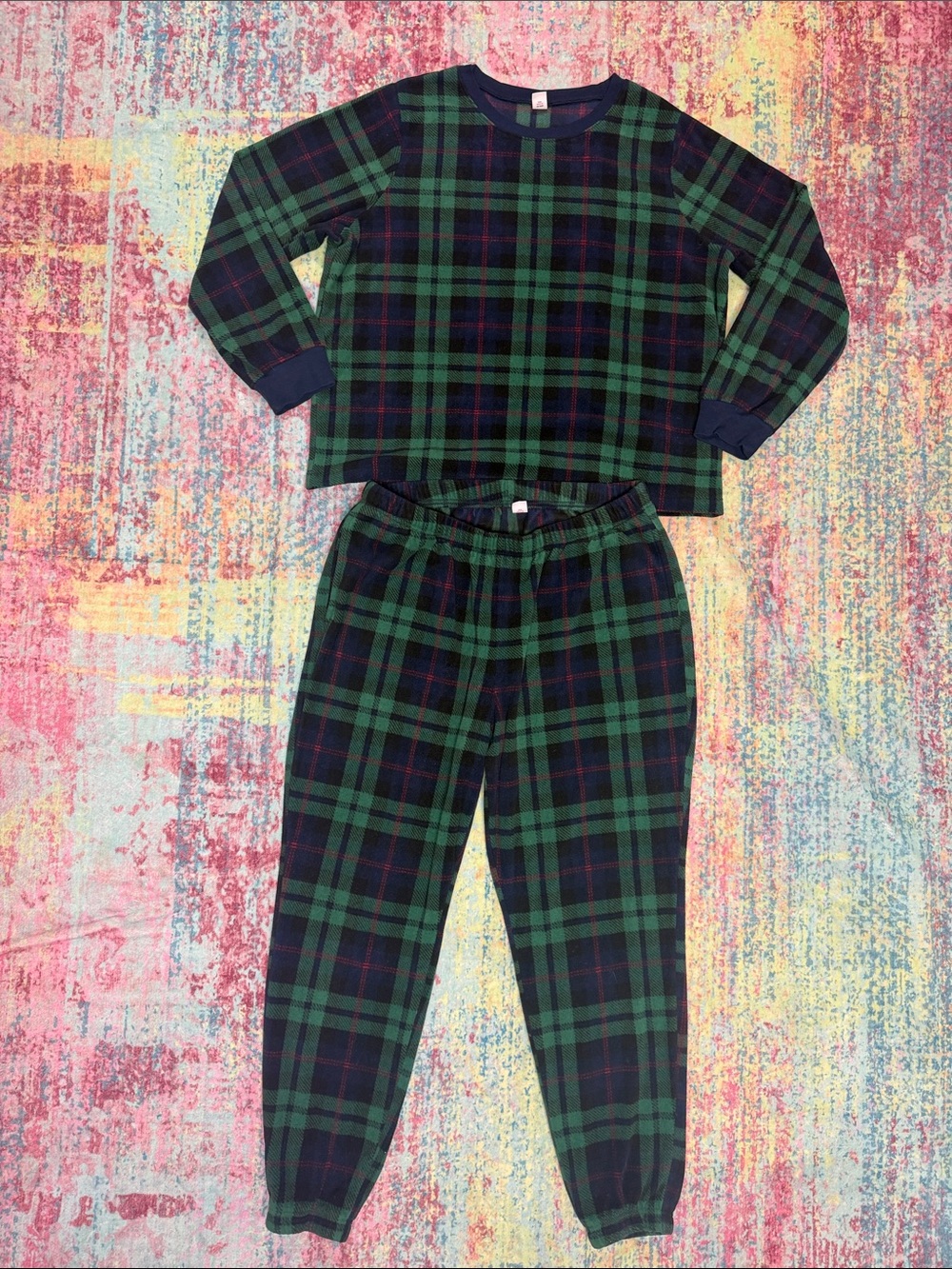 Old Navy Green Navy Plaid Pajama Set